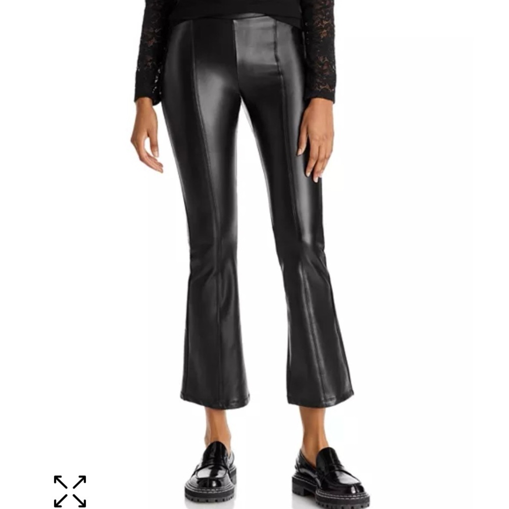 NWT Generation Love Wren Flare Vegan Leather Leggings in Black Sz XXS $198